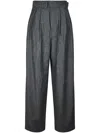 Soeur Belted Pleated Straight Trousers In Gray