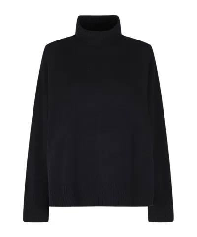 Soeur Blue William High Neck Merino Wool Jumper In Black