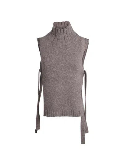 Soeur High-neck Side-tie Sweater In Gray