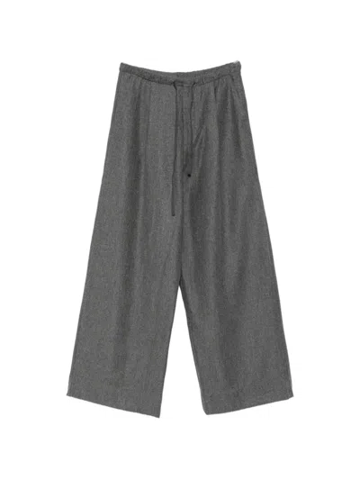 Soeur Hugues Drawstring Wool Trousers In Gray