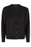 Soeur Idem V-neck Chocolate Merino Wool Cardigan In Black