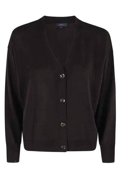 Soeur Idem V-neck Chocolate Merino Wool Cardigan In Black