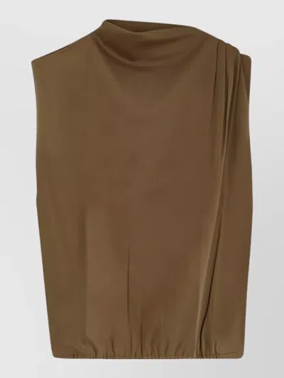 Soeur Idris Organic Cotton Draped Sleeveless Top In Brown