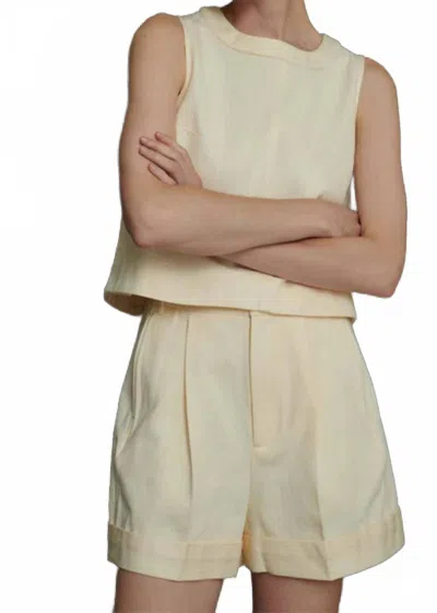 Soeur Iggy High-waisted Cotton Canvas Short In Creme In Yellow