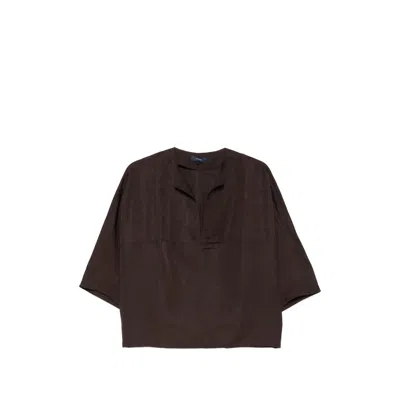 Soeur Ilona V-neck Short-sleeve Blouse In Brown