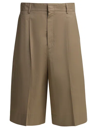 Soeur Imogen Tailored Shorts Belt Loops Pleats Pockets In Brown