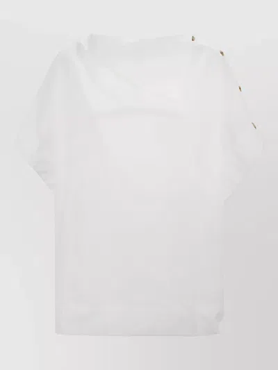 Soeur Issa Organic Cotton Boat Neck Top In White