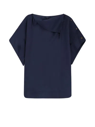 Soeur Issa Linen Blend Boat Neck Top In Blue