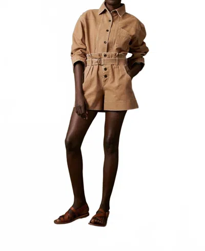 Soeur Jack High Rise Shorts In Beige Rose In Brown