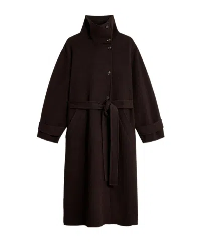 Soeur James Belted Button-up Coat In Brown