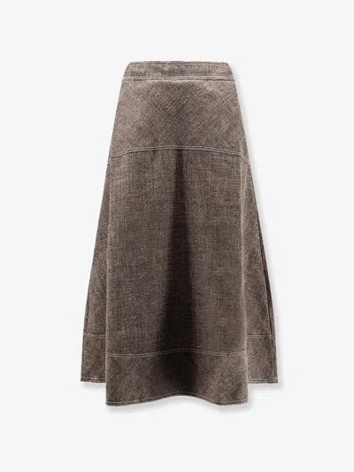 Soeur Janelle Linen Blend Skirt In Brown