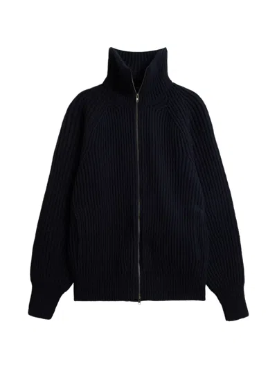Soeur Jasper Ribbed-knit Jacket In Blue