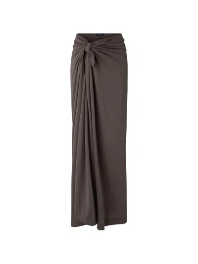 Soeur Knot Draped Asymmetric Skirt In Brown