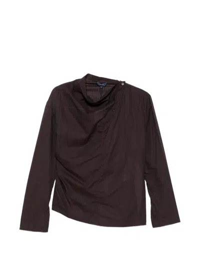 Soeur Lana Pinstriped High-neck Blouse In Brown