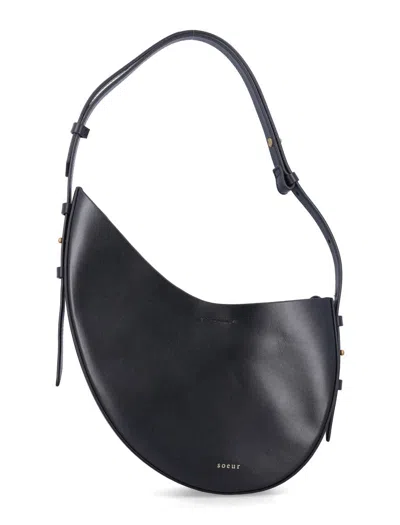 Soeur Large Moon Black Leather Bag