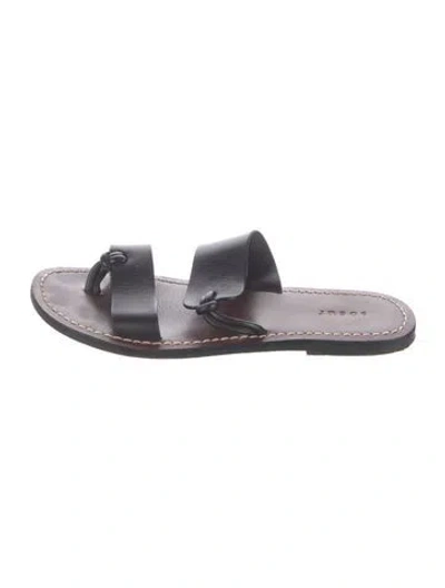 Pre-owned Soeur Leather Colorblock Pattern Slides In Gray