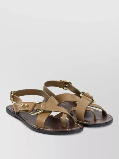 Soeur Leather Florence Slides In Brown