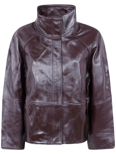 Soeur Gamma High-neck Relaxed-fit Jacket In Burgundy