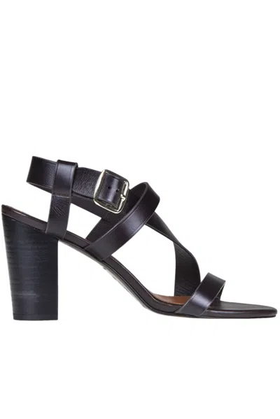 Soeur Leather Sandals In Dark Brown