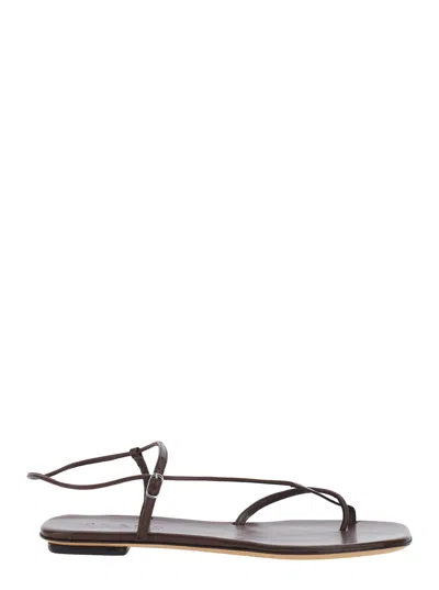Soeur Leather Sandals With Logo-inlaid Insole And Adjustable Ankle Strap In Brown