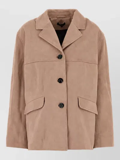 Soeur Leather Single-breasted Coat In Brown