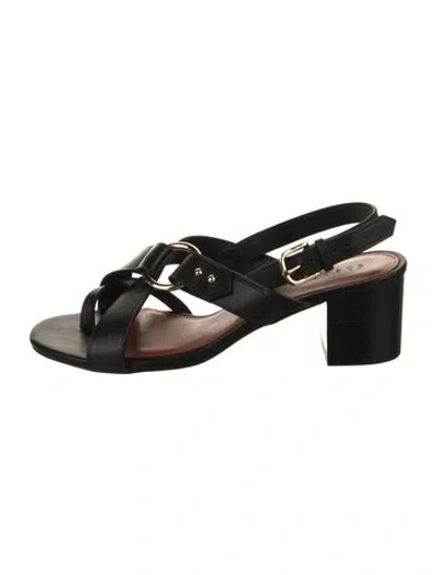 Pre-owned Soeur Leather Slingback Sandals In Black