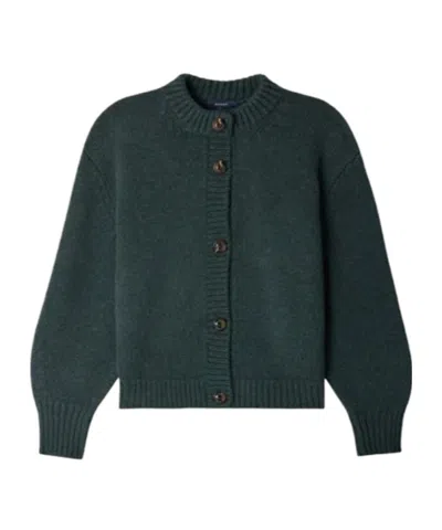 Soeur Leonard Button-front Merino-wool Cardigan In Green