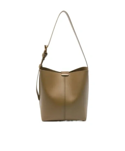 Soeur Lettering Detail Shoulder Bag In Brown