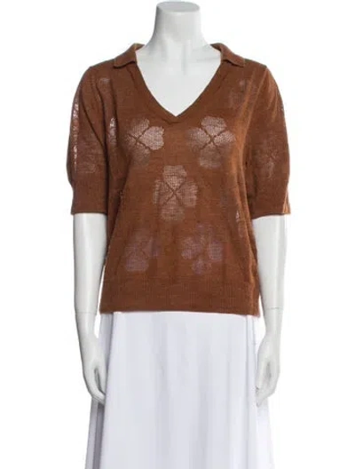 Pre-owned Soeur Linen Printed Sweater In Brown