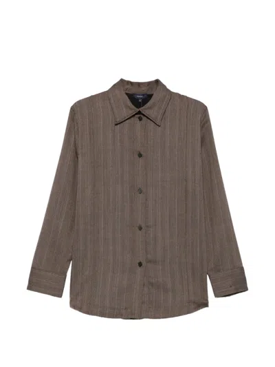 Soeur Lisbonne Herringbone-pattern Pinstripe Shirt In Gray
