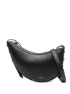 Soeur Contemporary Crescent-shaped Black Leather Shoulder Bag In Black