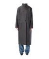 Soeur Long High Collar Coat With Side Pockets In Gray