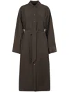 Soeur Long Relaxed Silhouette Coat In Green