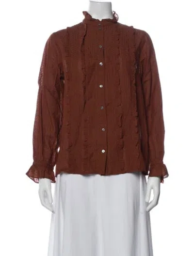 Pre-owned Soeur Long Sleeve Blouse In Brown