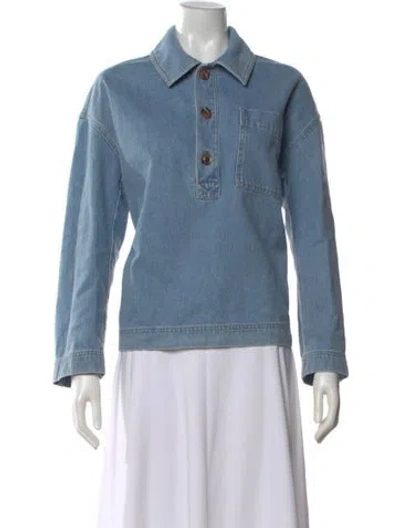 Pre-owned Soeur Long Sleeve Button-up Top In Blue
