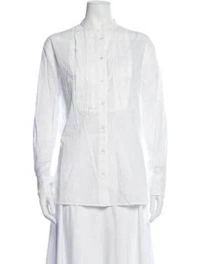 Pre-owned Soeur Long Sleeve Button-up Top In White