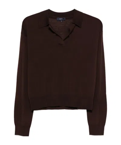 Soeur Long-sleeve Knit Top In Brown