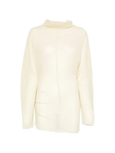 Soeur Long-sleeve Ruched Top In Neutral