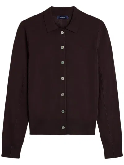 Soeur Long-sleeved Button-up Shirt In Rich Dark Brown Merino Wool