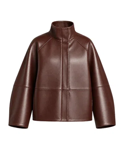 Soeur Long-sleeved Leather Jacket In Burgundy