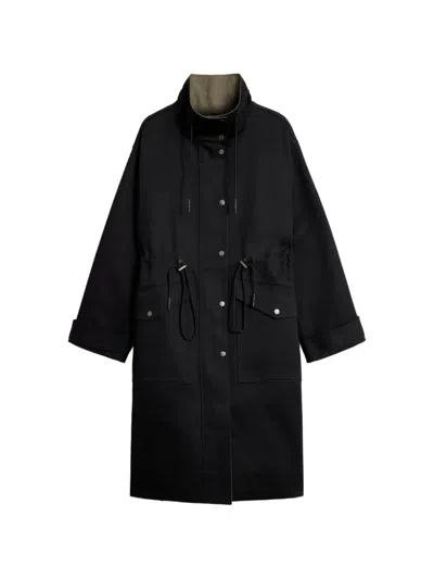 Soeur Luce Reversible Parka Coat In Black