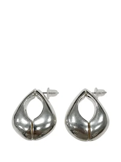 Soeur Maxi Moon-line Sculptural Drop Earrings In Silver