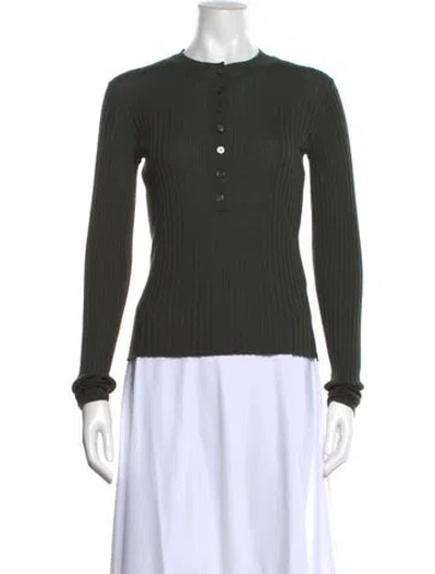 Pre-owned Soeur Merino Wool Crew Neck Sweater In Green