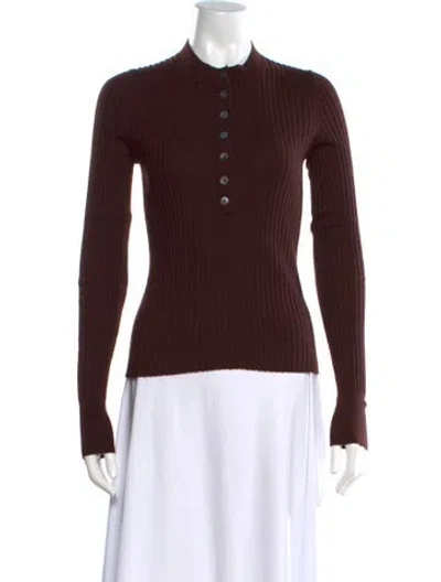 Pre-owned Soeur Merino Wool Mock Neck Polo In Brown