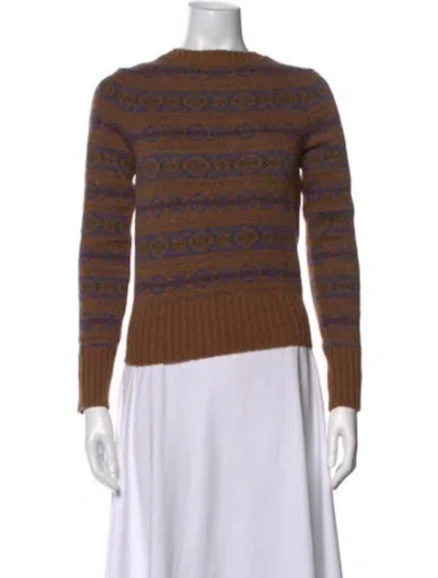 Pre-owned Soeur Merino Wool Patterned Sweater In Brown