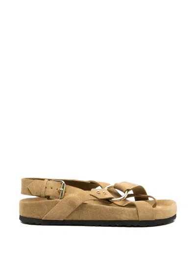 Soeur Mexico Buckle-fastening Ring-detail Sandals In Brown
