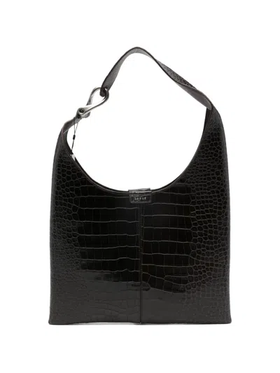 Soeur Mini Cosima Crocodile-effect Tote Bag In Black