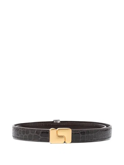 Soeur Mini Ninon Croc-effect Belt In Brown