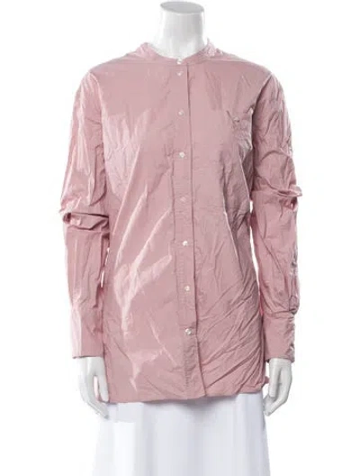 Pre-owned Soeur Mock Neck Long Sleeve Button-up Top In Pink
