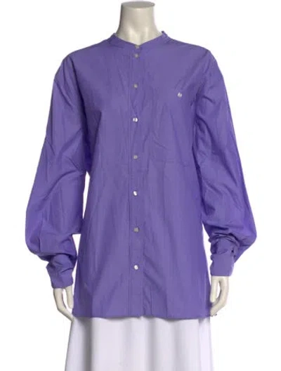 Pre-owned Soeur Mock Neck Long Sleeve Button-up Top W/ Tags In Purple